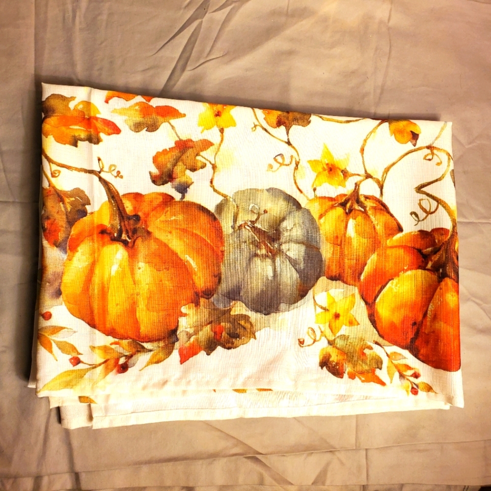 Autumn Fall Thanksgiving Holiday Rectangular Pumpkin Tablecloth Decor